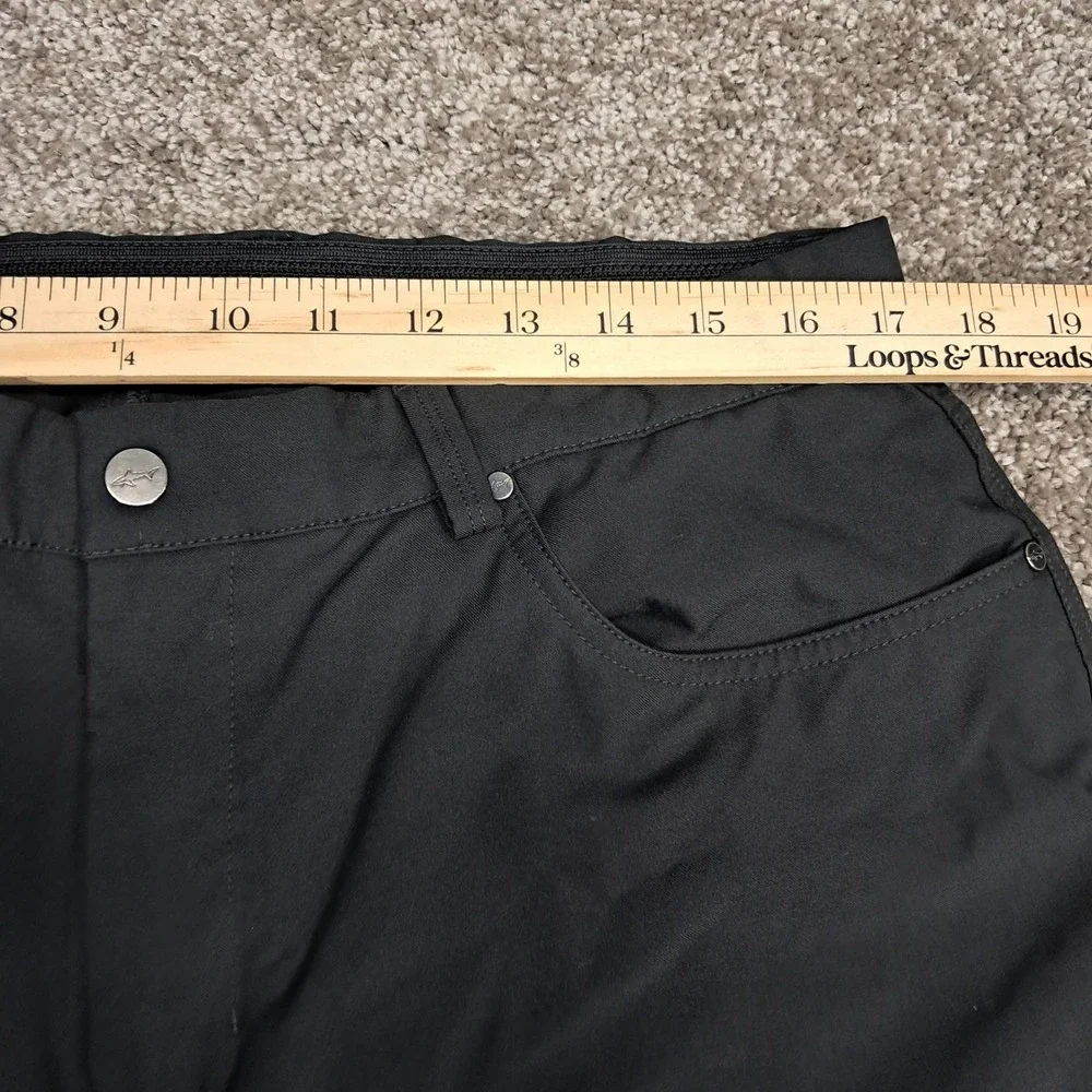 Greg Norman Mens Black Performance Golf Pants 36x32 Stretch 5-Pocket Flat Front